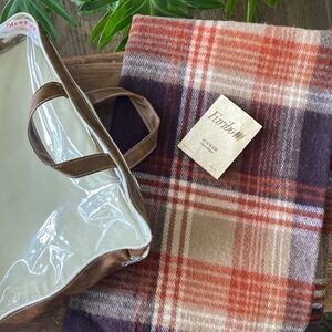 Vintage Faribo Pak-A-Robe Plaid Stadium Blanket w/ Fringe. Faribault, Minnesota